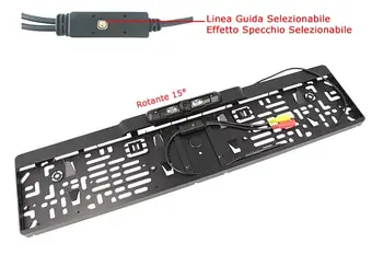 

Rear view camera license plate reversing Standard EU rotary plate 15 degree with 4 Led line driving mirror effect Opziona