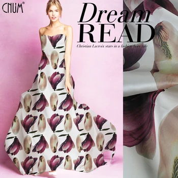 

CNUM SO119 100% Natural Silk Organza/Magnolia/Silk Fabric Charmeuse/Width 1.48yd Thickness 12mm