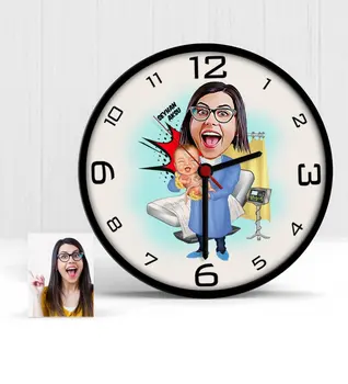

Personalized Women 'S Midwife Cartoon Wooden Wall Clock-1