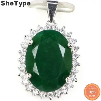 

25x16mm Ravishing Real Green Emerald Real Red Ruby Created Smokey Topaz CZ 925 Solid Sterling Silver Pendant