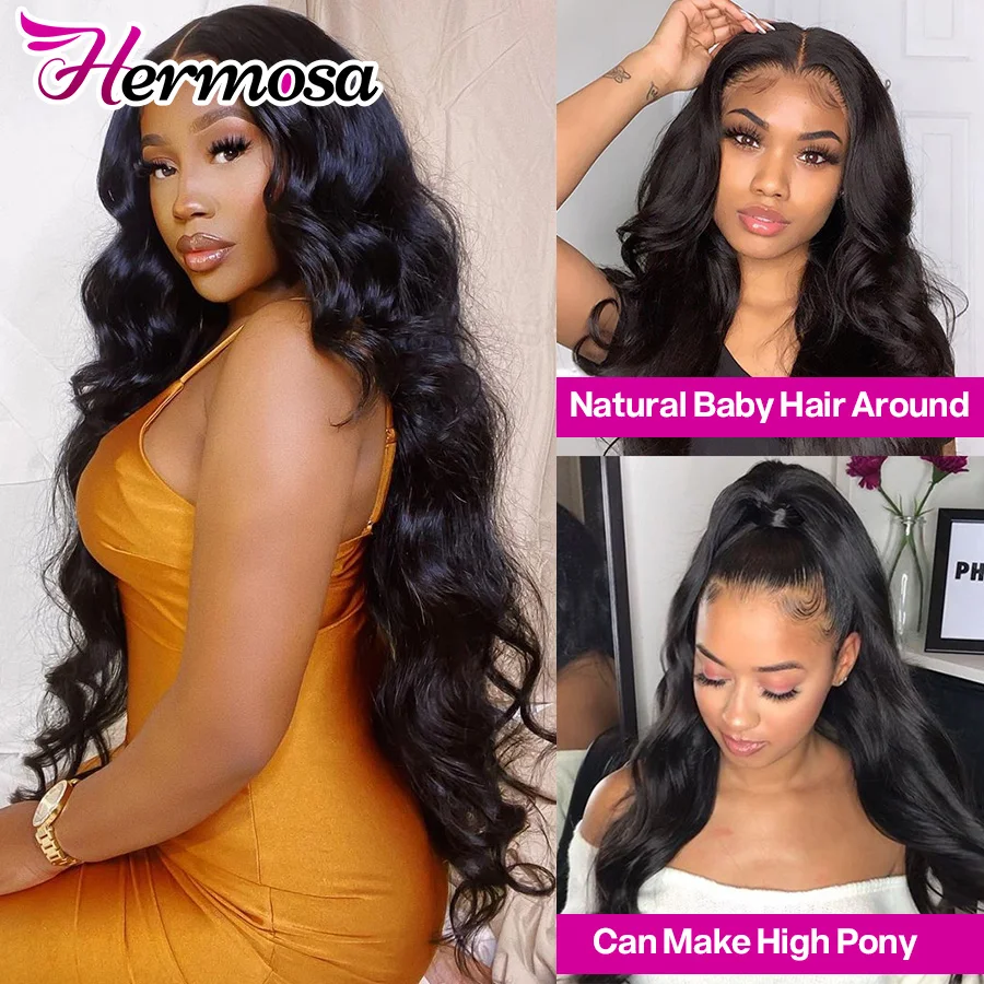 Hermosa 13x4/13x6 HD Lace Frontal Human Hair Wigs Pre Plucked Brazilian Body Wave Lace Front Wig For Women 4x4 Lace Closure Wig