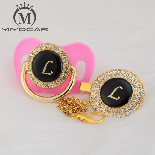 MIYOCAR уникальный дизайн имя инициалы буквенные L красивый bling соска и пустышка Клип BPA бесплатно пустышка bling уникальный дизайн LL - Цвет: LG-3  0-6M