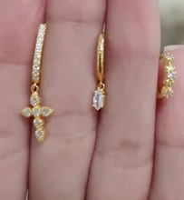 Ayudante de Plata de Ley 925 colgante de plata Cruz pendientes Zirconia cúbico joyas varios Cruz colgante gota pendientes colgantes para regalo