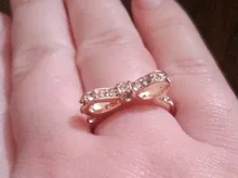 Buipoey Europea Pop de plata rosa de Color oro nudo de lazo de la boda anillo con anillos de cristal joyería de fiesta de regalo de día de San Valentín