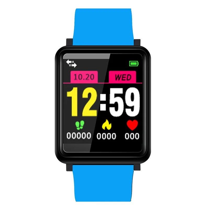 F1 мужские Смарт-часы фитнес-трекер кровяное давление кислород сердце запись калорий Шагомер фитнес-браслет для мужчин и женщин - Цвет: Light blue