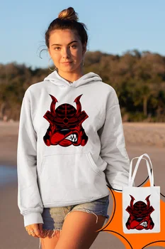 

Angemiel Wear Samurai Dog White Women 'S Hooded Sweatshirt Bags Kombin