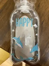 Botella de agua caliente transparente, calentador de mano de dibujos animados, Mini bolsas de agua caliente portátiles a prueba de explosiones