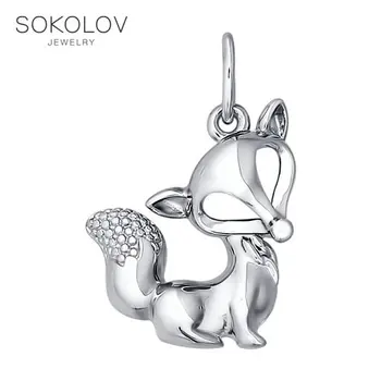 

Pendant in the form of a Fox SOKOLOV fashion jewelry silver 925 women's male, pendants for neck women