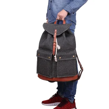 

Hot New Multifunction Lifestyle Men Backpack Fashion Canvas Backpack Leather School Bag Neutral Portable Wearproof Travel Bag