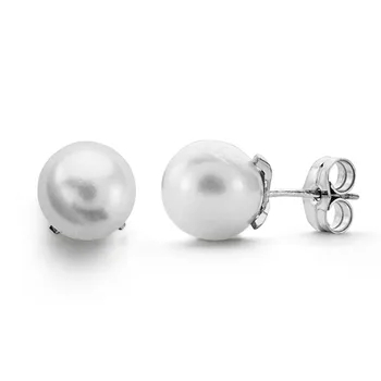 

Earrings 18k white gold cultured pearl 8mm. [AA0101]