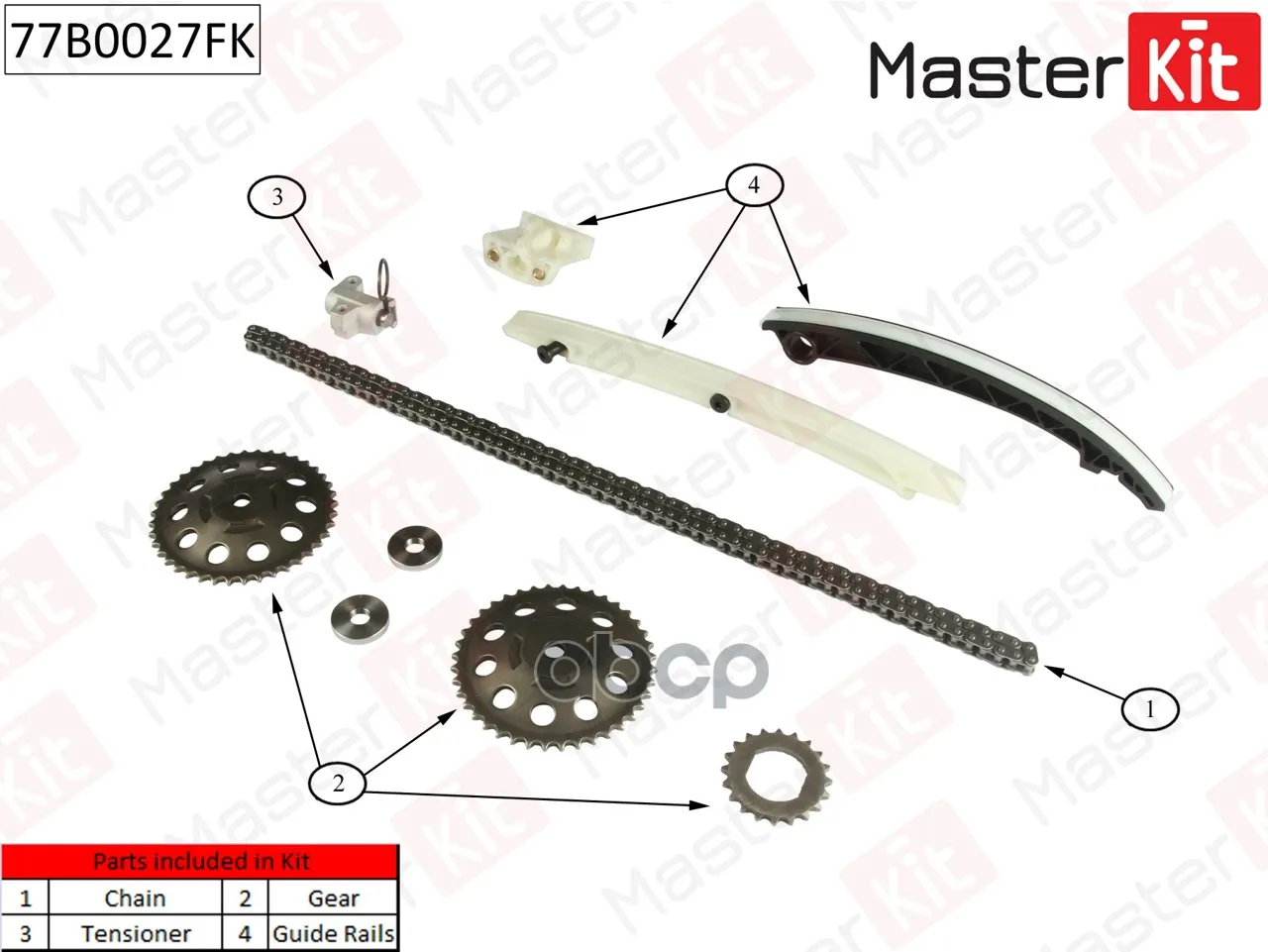 Комплект Цепи Грм Opel 1.0-1.4 96- Co Звездочками Masterkit 77b0027fk MasterKit арт. 77B0027FK