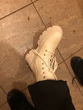 COOTELILI-Botines de punta redonda con cremallera y cordones para mujer, zapatos de moda, antideslizantes, con tacón de 5,5 cm, 2020