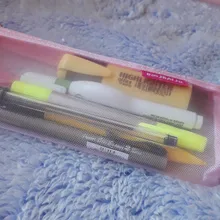 Estuche transparente de malla para lápices, estuche escolar de nailon de gran capacidad, para regalo de Chico, suministros de oficina, Papeterie creativo
