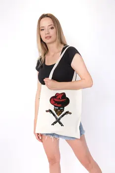 

Angemiel Bag Small Arms And Hat Skull And Crossbones Shopping Beach Tote Bag