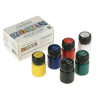 

Set of acrylic glossy paints DeCola 6 colors of 20 ml