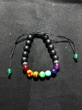 Pulsera clásica de 8mm con cuentas de piedra de Lava para hombre y mujer, cadena de 7 colores, cuerda tejida, Yoga, amistad, joyería ajustable