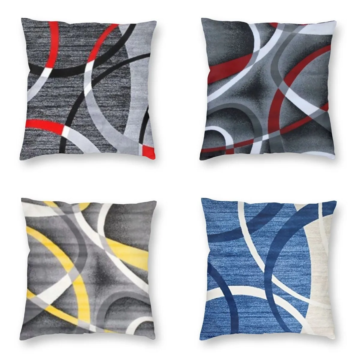 

Modern Abstract Gray Red Swirls Cushion Cover Two Side Print Geometric Pattern Floor Pillow Case For Car Pillowcase Decoration