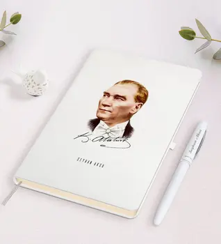 

Personalized Ataturk Themed White Notebook and Pen Gift Seti-15 Reliable Quality Cost Effective The Love Of the Homeland Simple