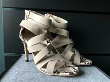 Zapatos de serpiente para mujer, tacones altos finos con punta en pico, de gladiador con diamantes de imitación, zapatos sexys para fiesta y baile de graduación