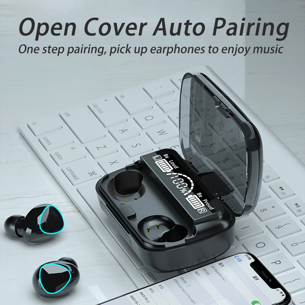 TWS Bluetooth Wireless Headphone HD LED display Waterproof Earbuds Headsets with Dual Microphone bass Stereo gaming Earphones