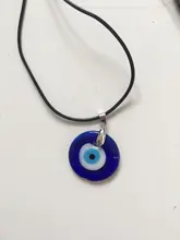 Collar con colgante de ojo malvado para mujer, gargantilla de 25MM, 30MM, 35MM, azul turco, ojo de cristal, cuerda de cuero, regalo de joyería