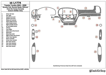 

Interior lining for Toyota Tundra 2003-2006. Set L1774.