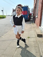 Gooporson-Camiseta holgada coreana para niñas pequeñas, conjunto de blusa de dos piezas, Camisetas largas blancas, disfraz de otoño