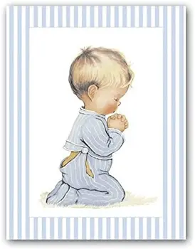 

Cuadriman | Box Praying Child Small-Finish Canvas Striped Heavenly-23x30 cm