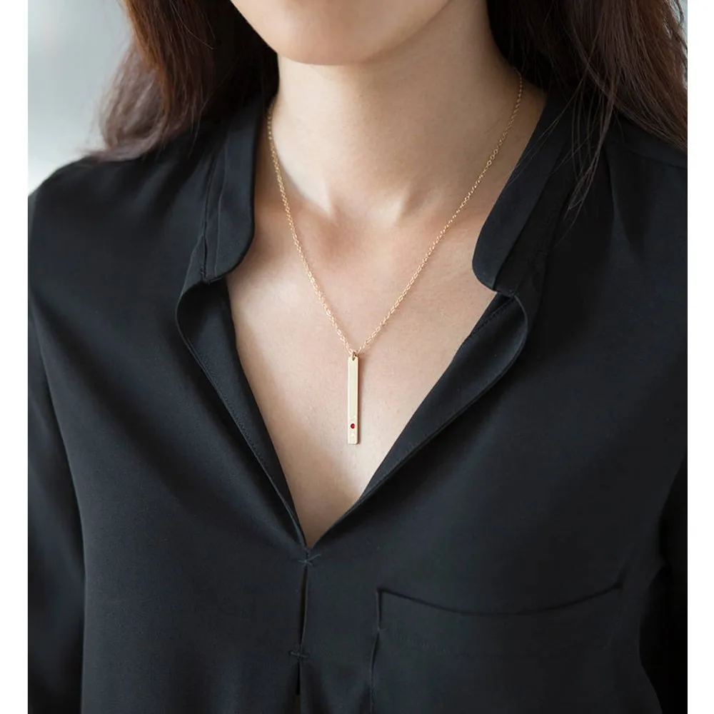 Vertical Bar Coordinates Necklace, Gold 
