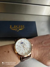 LIGE-reloj analógico con correa de cuero para hombre, accesorio de pulsera de cuarzo resistente al agua con cronógrafo, complemento masculino deportivo de marca de lujo con diseño de fase lunar 24 horas, incluye caja, 2021