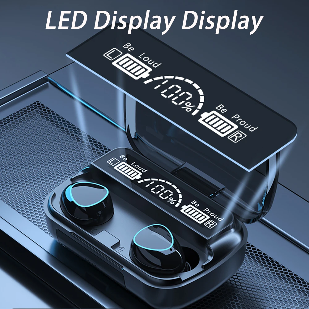 TWS Bluetooth Wireless Headphone HD LED display Waterproof Earbuds Headsets with Dual Microphone bass Stereo gaming Earphones