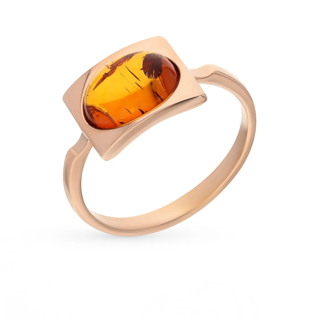 Серебряное кольцо с янтарем SUNLIGHT проба 925