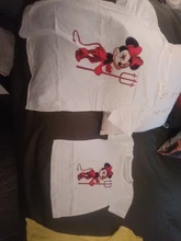 Camisetas con estampado de ratón de Minnie para mujer, camisetas informales de manga corta para niñas pequeñas, ropa a juego familiar de marca de verano