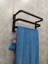 Towel-Hanger Multilayer-Accessories Wall-Mounted Bathroom-Space Black Aluminum Matte