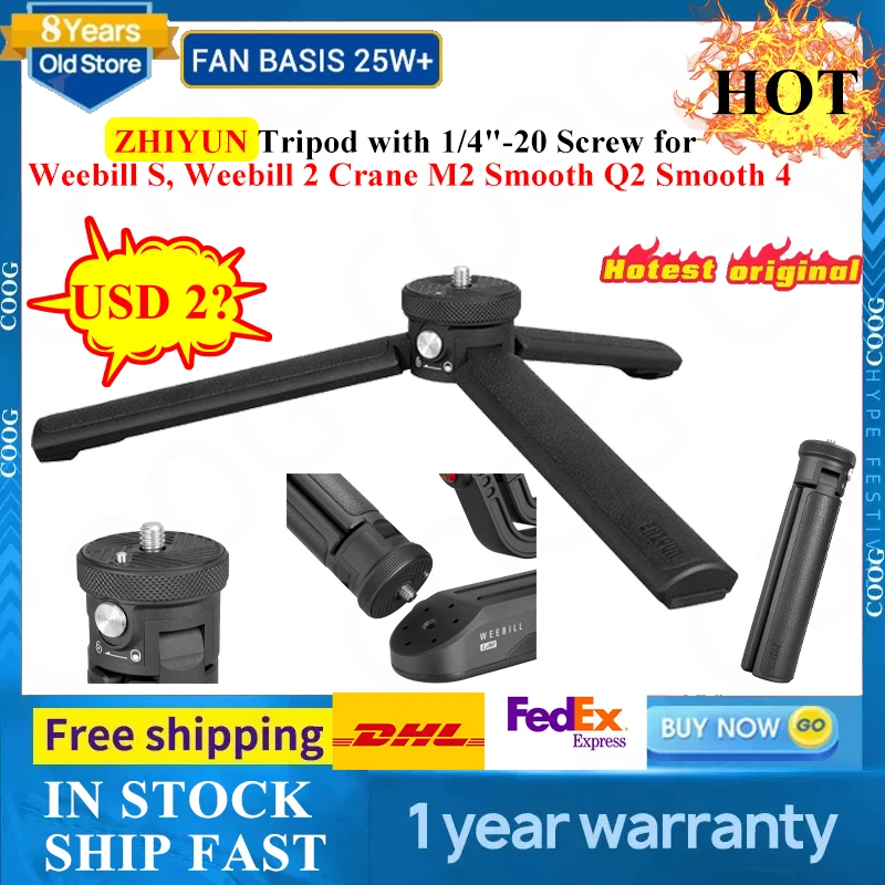 ZHIYUN Official Tripod with Universal 1/4 Monopod Stand for Weebill LAB Gimbal Accessory WEEBILL S/Smooth Q/Smooth4 Stabilizer |