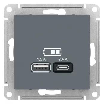 

Se atlasdesign USB socket A + C, 5 V/2.4A, 2x5 V/1.2a, mechanism, LEAD ATN000739