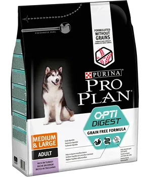 

Pro Plan GrainFree Сухой корм для взрослых собак средних и крупных пород с чувствительным пищеварением, Индейка, 2,5 кг