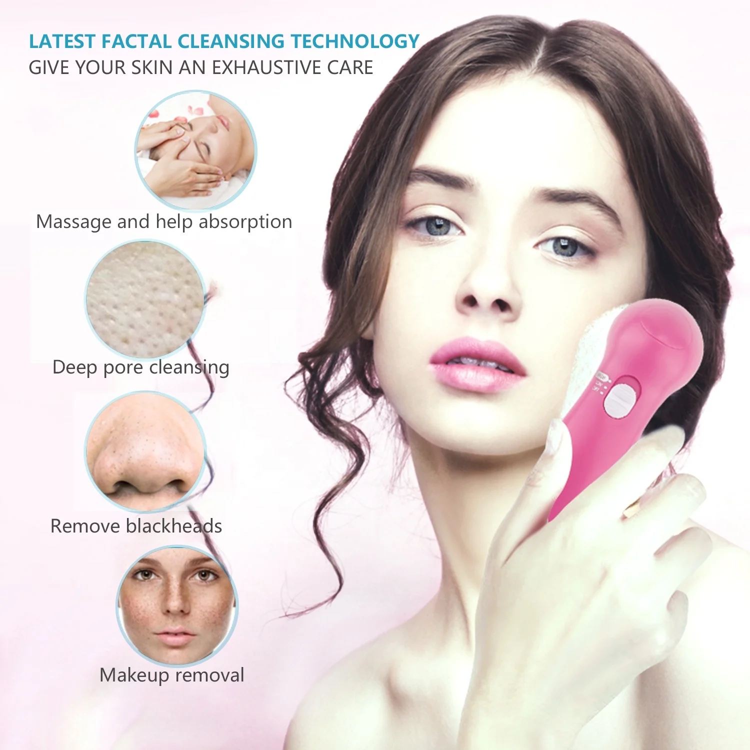 5in1 Facial Cleansing Vibration Electric Silicone Deep Face Cleansing