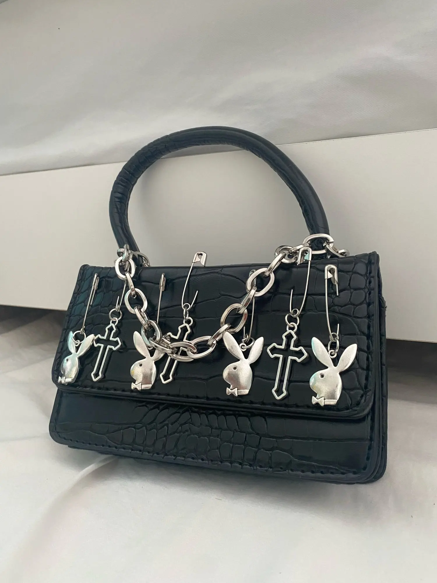Punk Gothic Shoulder Bag with Rabbit and Cross pendants photo review