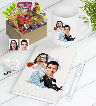 

Personalized Maried Caricature Of Nostalgic Lezzetler Notebook Pen Mug Gift Seti-2