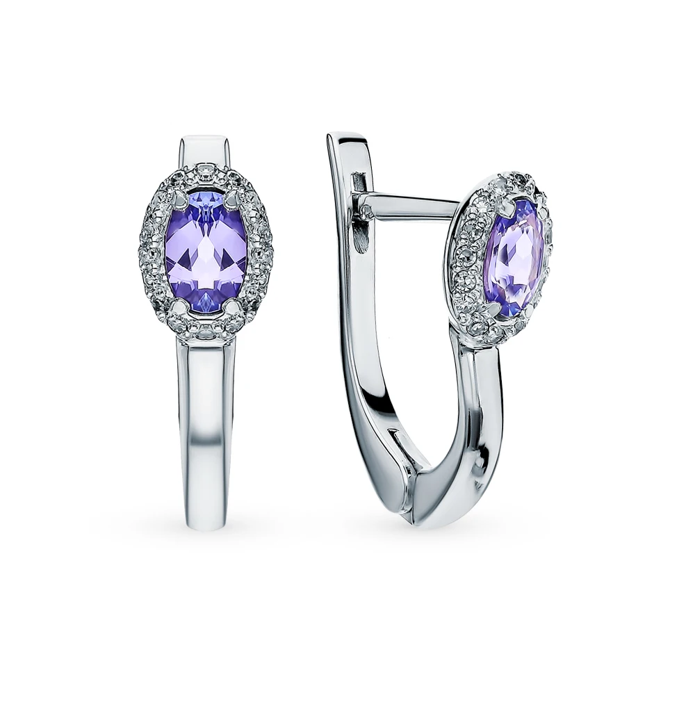 Gold earrings with tanzanite and diamonds sunlight sample 585 | Украшения и аксессуары