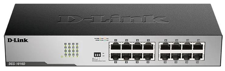 D-Link DGS-1016D/I2A L2 Unmanaged Switch with 16 10/100/1000Base-T ports8K Mac address Auto-sensing 802.3x Flow Control Auto |