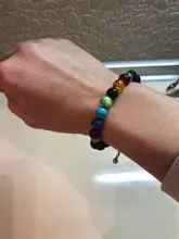 Pulsera clásica de 8mm con cuentas de piedra de Lava para hombre y mujer, cadena de 7 colores, cuerda tejida, Yoga, amistad, joyería ajustable