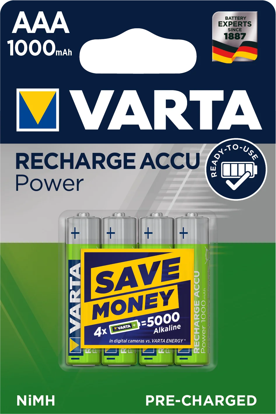 Varta Pack Cargador de Pilas AA/AAA 9V + 4 Pilas Recargables AA 2100 mAh