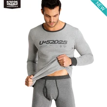 52025 Мужское термобелье Хлопок Теплое флисовое Спортивный крой Тонкая ребристая отделка Мягкое удобное дышащее нательное белье Нижнее белье из чистого хлопка Термо белье мужское roupa termica cotton base layer