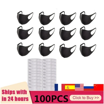 

mascarillas 100PCS Mask Filter 95% Filtered Carbon Cotton Breath Mouth Masks Cloth Activated