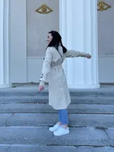 Gabardina ceñida con doble botonadura para mujer, abrigo largo, prendas de vestir, rompevientos, primavera 2021