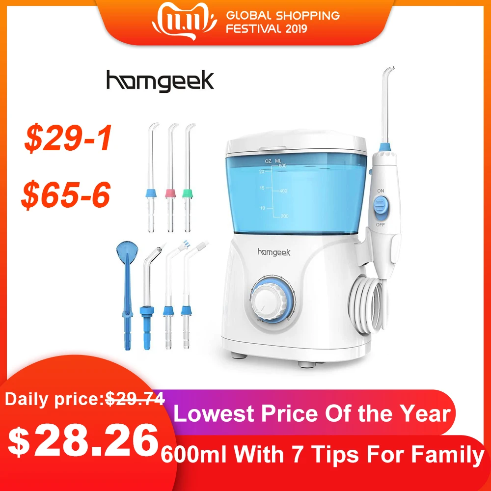 

Homgeek 600ml Oral Irrigator Water Flosser Irrigator Oral Irrigator Teeth Cleaner Pick Spa Tooth Care With 7 Tips For Family