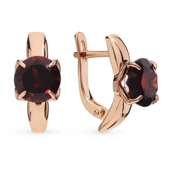 

Gold earrings with Garnet sunlight sample 585