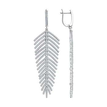 

Sokolov drop earrings with stones in silver with cubic zirconia, fashion jewelry, 925, women's male, long earrings